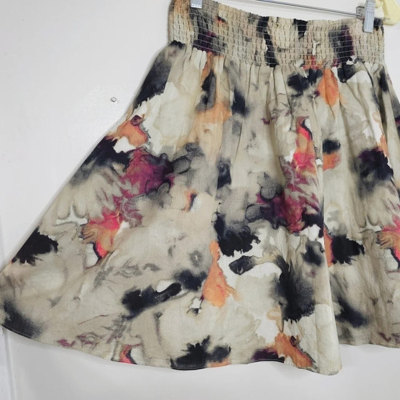 NEW YORK & COMPANY 100% Cotton Smocked Waist Tie Dye Circle Skirt, Lined, M - Picture 6 of 15